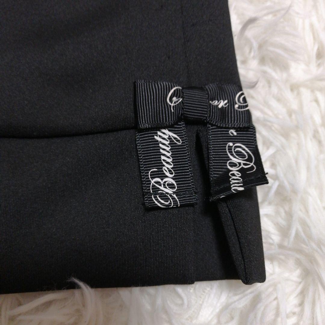 スーパービューティービジュー パールフード付きコート ワンピース 40 黒