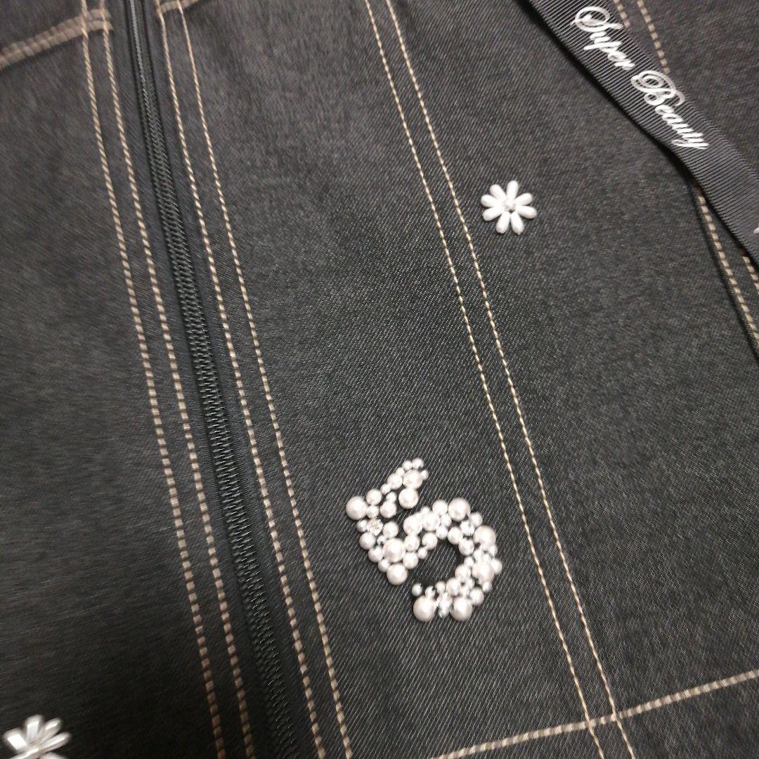 スーパービューティービジュー パールフード付きコート ワンピース 40 黒