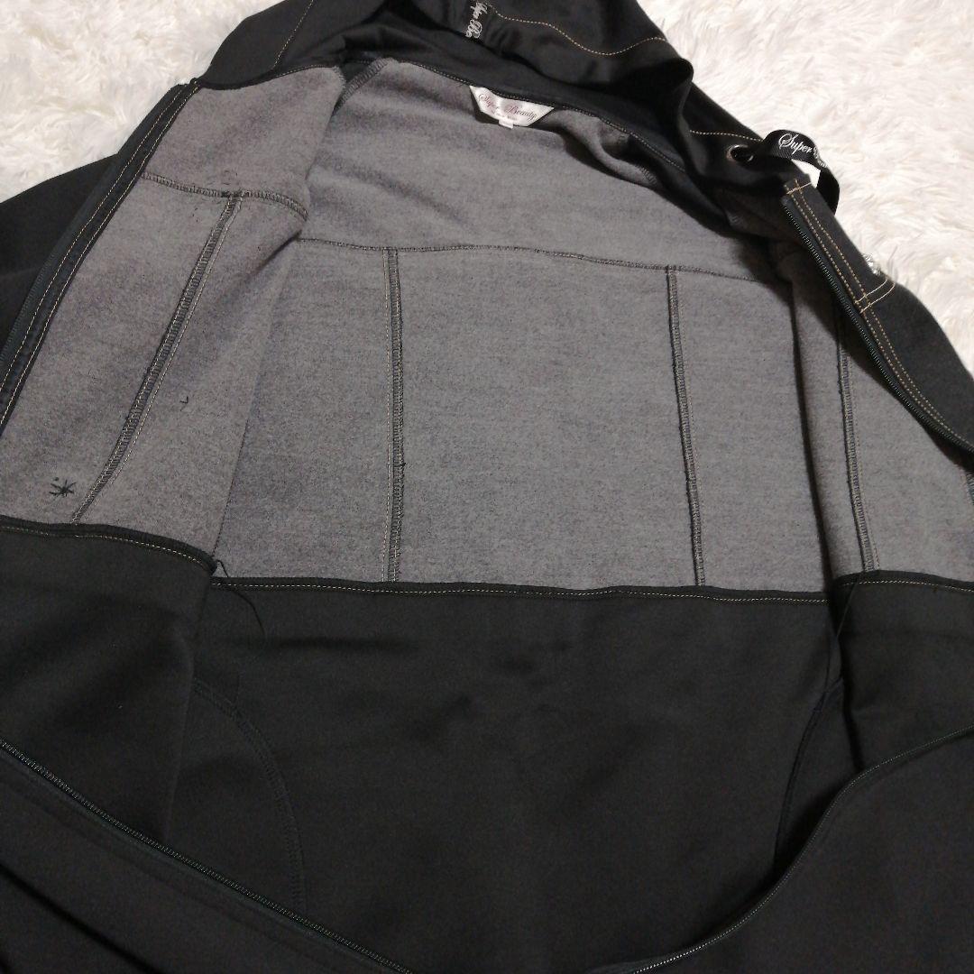 スーパービューティービジュー パールフード付きコート ワンピース 40 黒