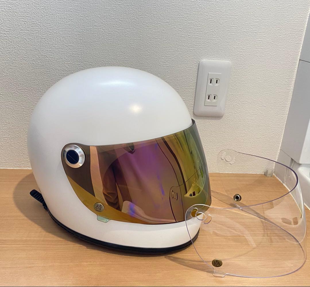 フルフェイスヘルメット ホワイト ミラーシールド SAMURAI 族ヘル