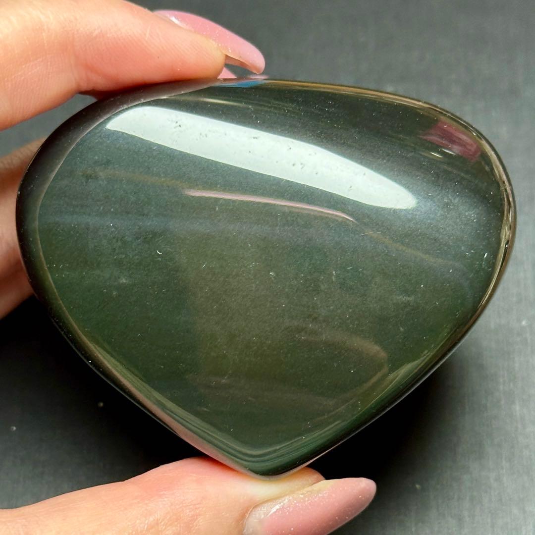 レインボーオブシディアン ハート 置物 MY473 - メルカリ