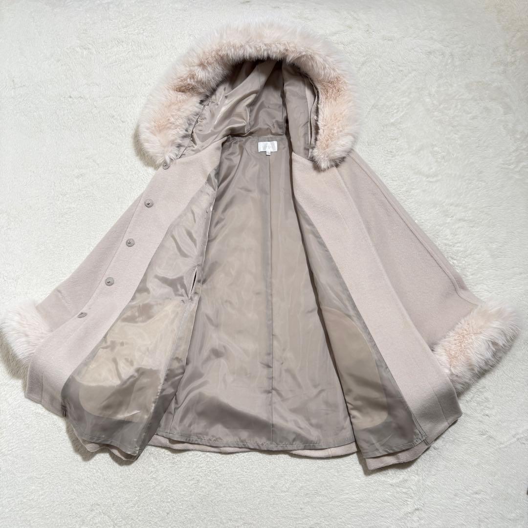 rienda ウールMIXフードポンチョコート フード 秋冬 ベージュ