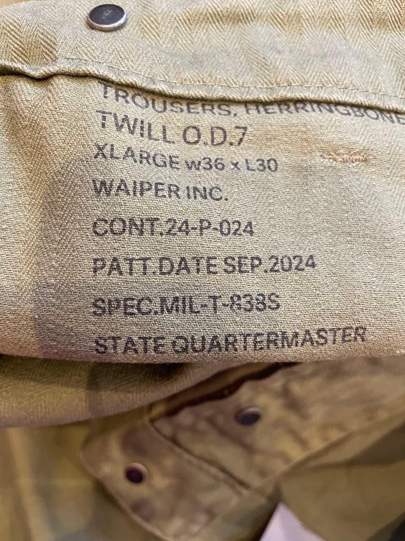 ワイパー　米軍 1940's U.S.ARMY M-47 HBT WP1053