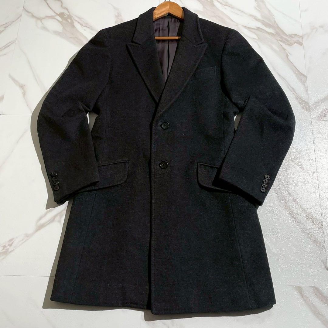 ポールスミス カシミヤ混 チェスターコート グレー ロング アウター 【93】