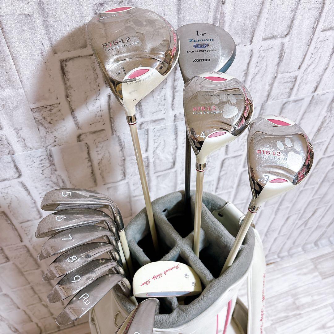 レフティ ルーズベルトテディベア ゴルフクラブ レディースセット 12本