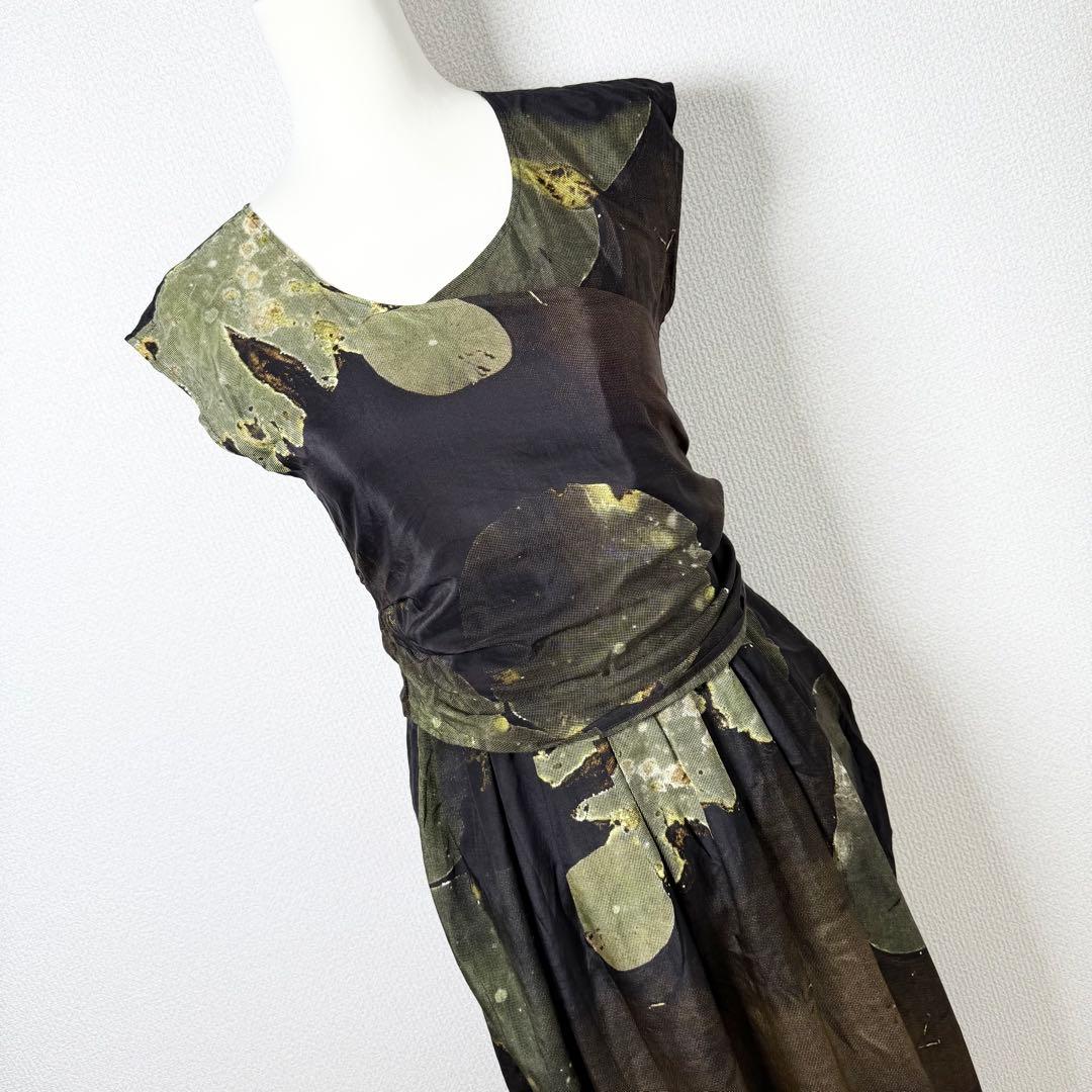 JURGEN LEHL 水彩風 シルクコットン カシュクールラップワンピース