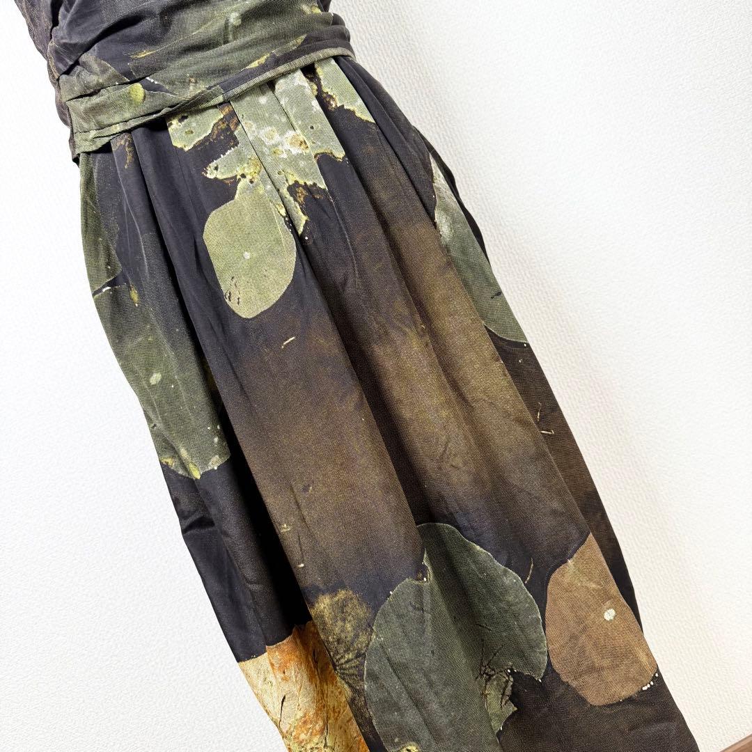 JURGEN LEHL 水彩風 シルクコットン カシュクールラップワンピース