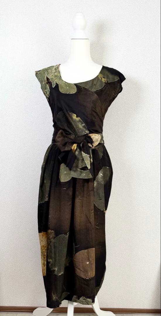 JURGEN LEHL 水彩風 シルクコットン カシュクールラップワンピース