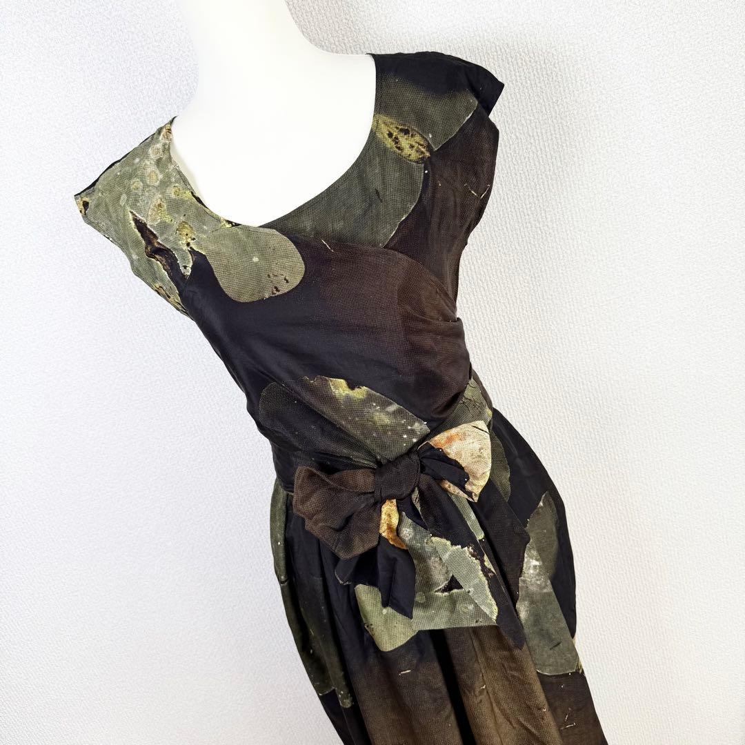 JURGEN LEHL 水彩風 シルクコットン カシュクールラップワンピース