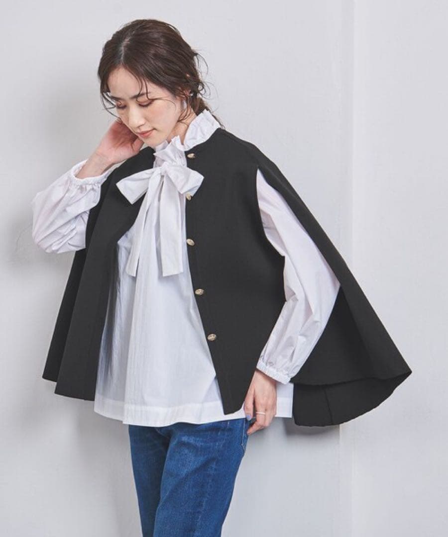 UNITED ARROWS 滝沢眞規子さん着用 黒 ケープカーディガン - メルカリ