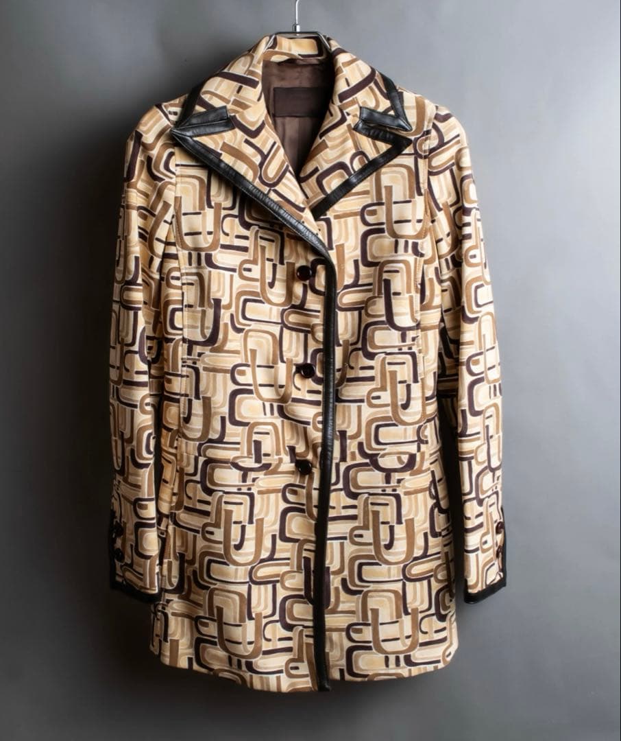 PRADA 1996 コート ミドル丈 幾何学 レザートリムデザイン プラダ