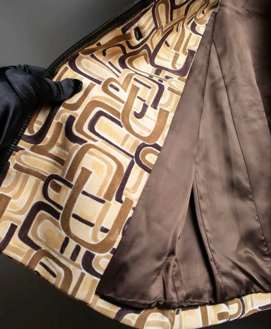 PRADA 1996 コート ミドル丈 幾何学 レザートリムデザイン プラダ