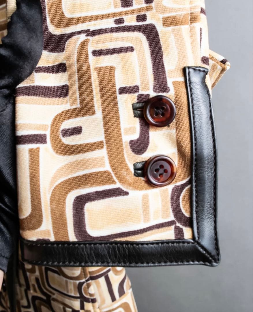 PRADA 1996 コート ミドル丈 幾何学 レザートリムデザイン プラダ