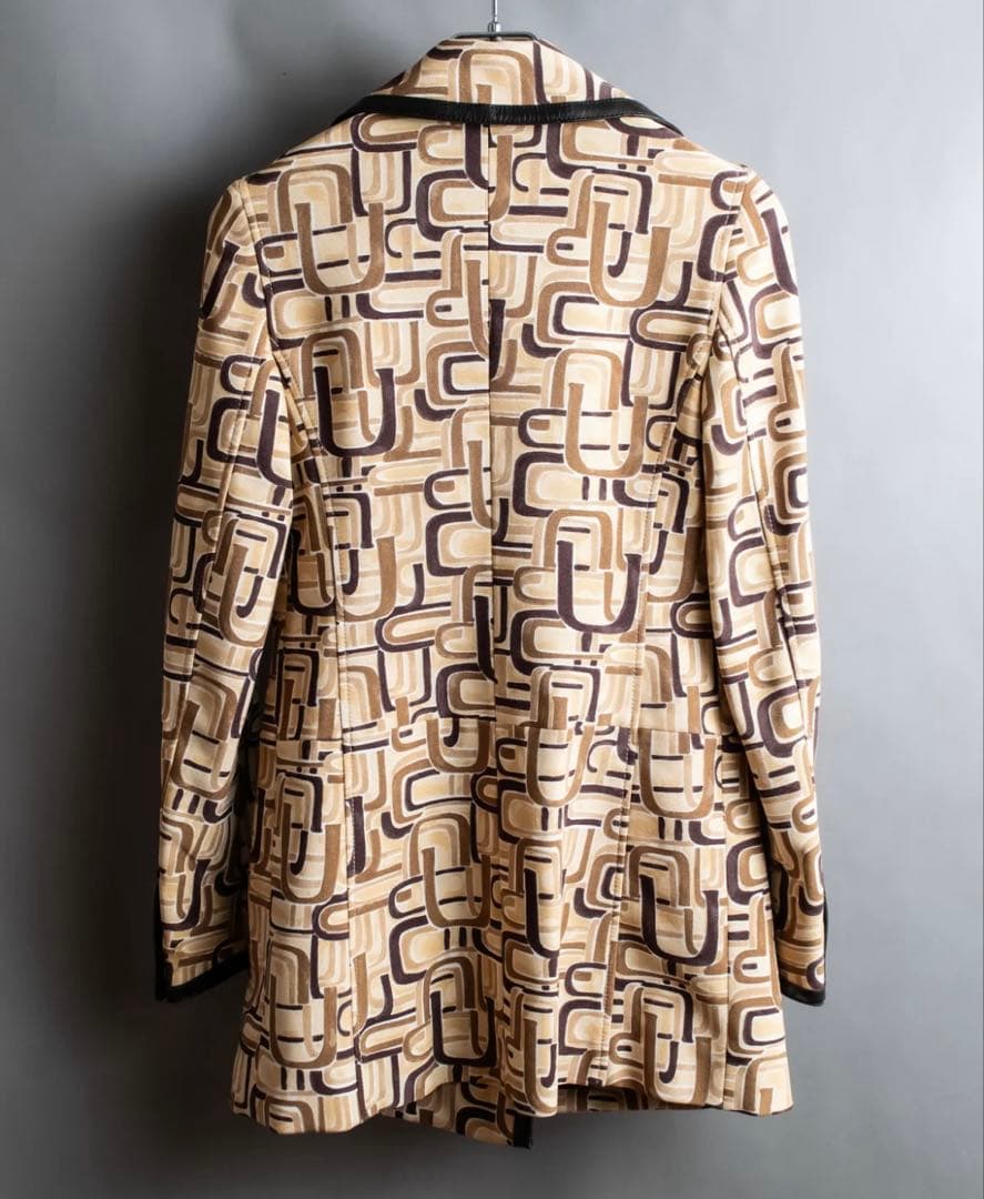 PRADA 1996 コート ミドル丈 幾何学 レザートリムデザイン プラダ