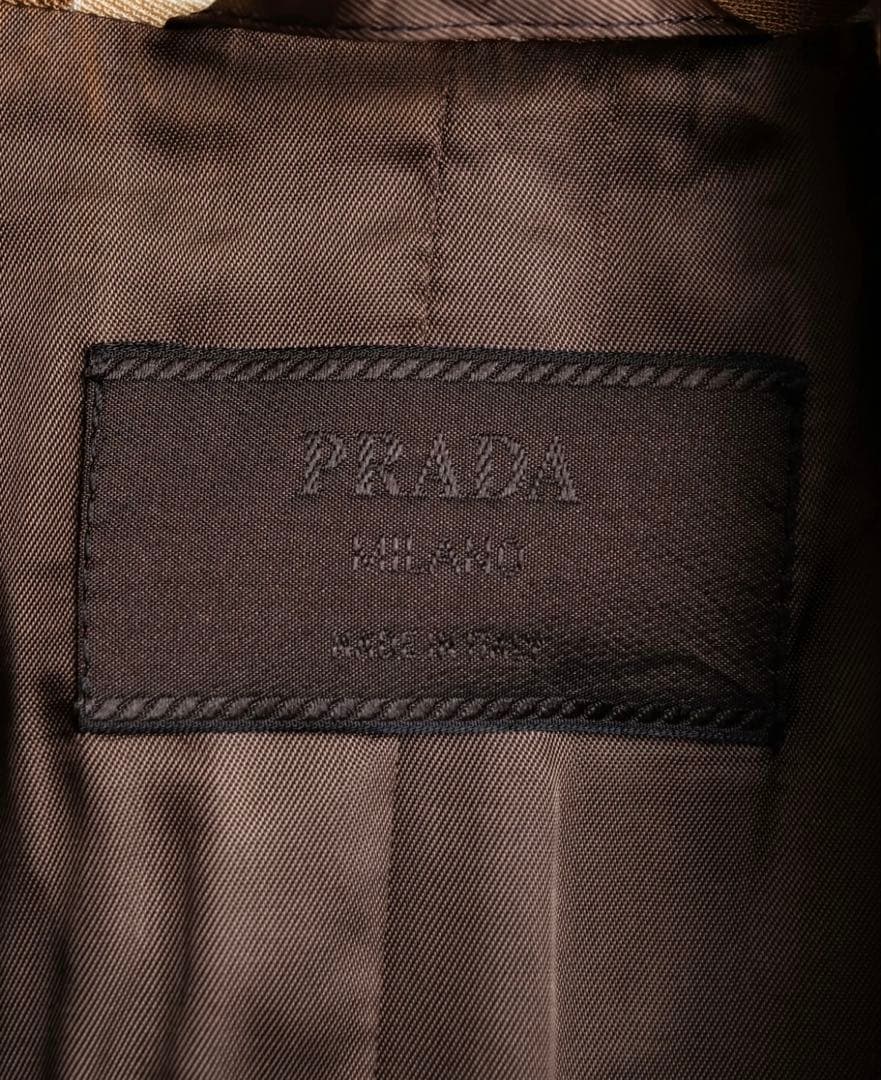 PRADA 1996 コート ミドル丈 幾何学 レザートリムデザイン プラダ