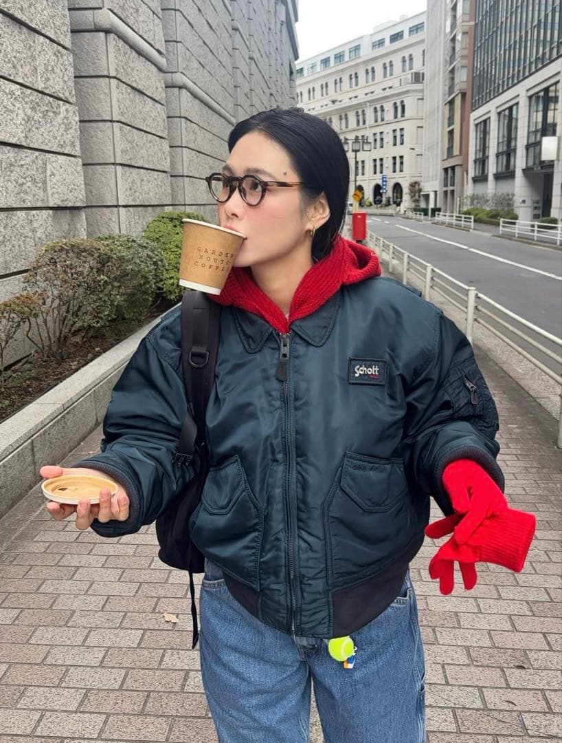 激レア田中シェン着Schott NYC flight jacket L Navy