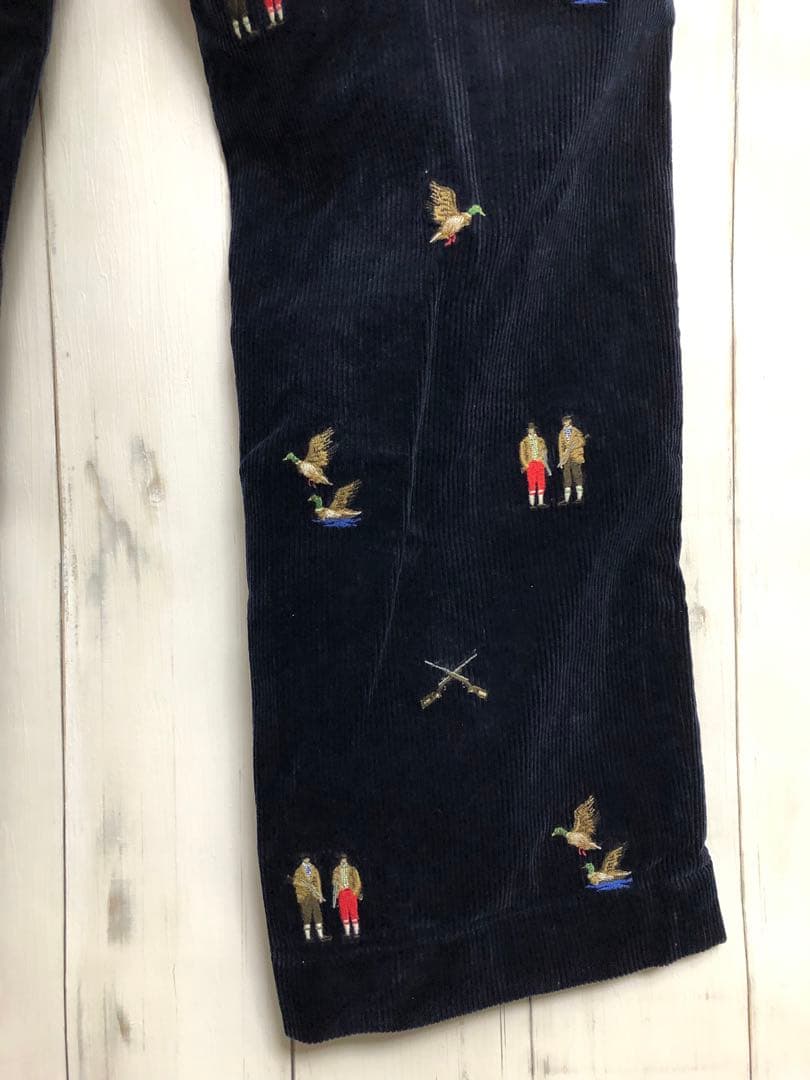 POLO ポロ ラルフローレン コーデュロイパンツ 鴨 カモ刺繍 40 ネイビー