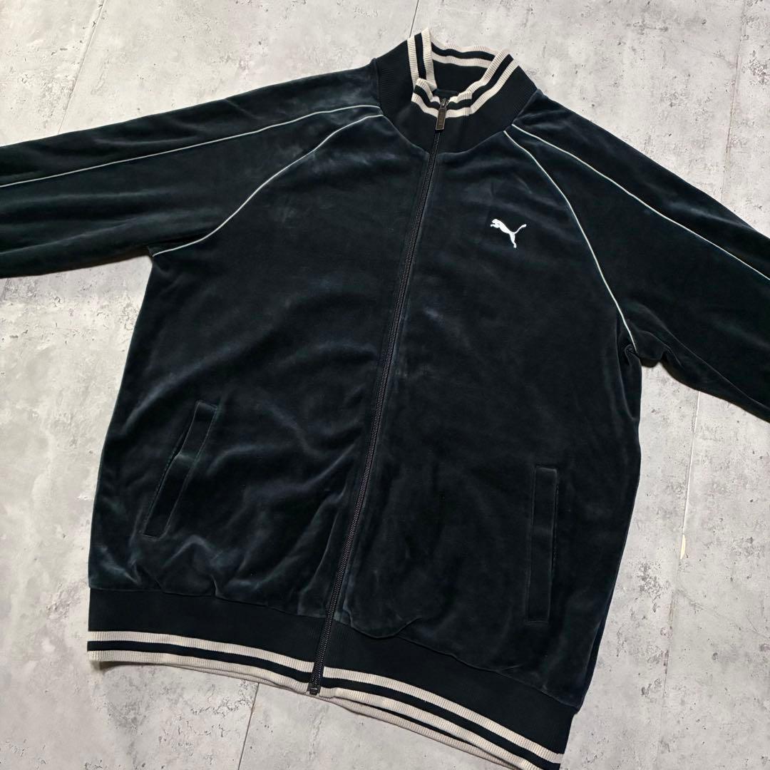 古着 PUMA セットアップ ジャージ ベロアトラックジャケット L〜XL 黒