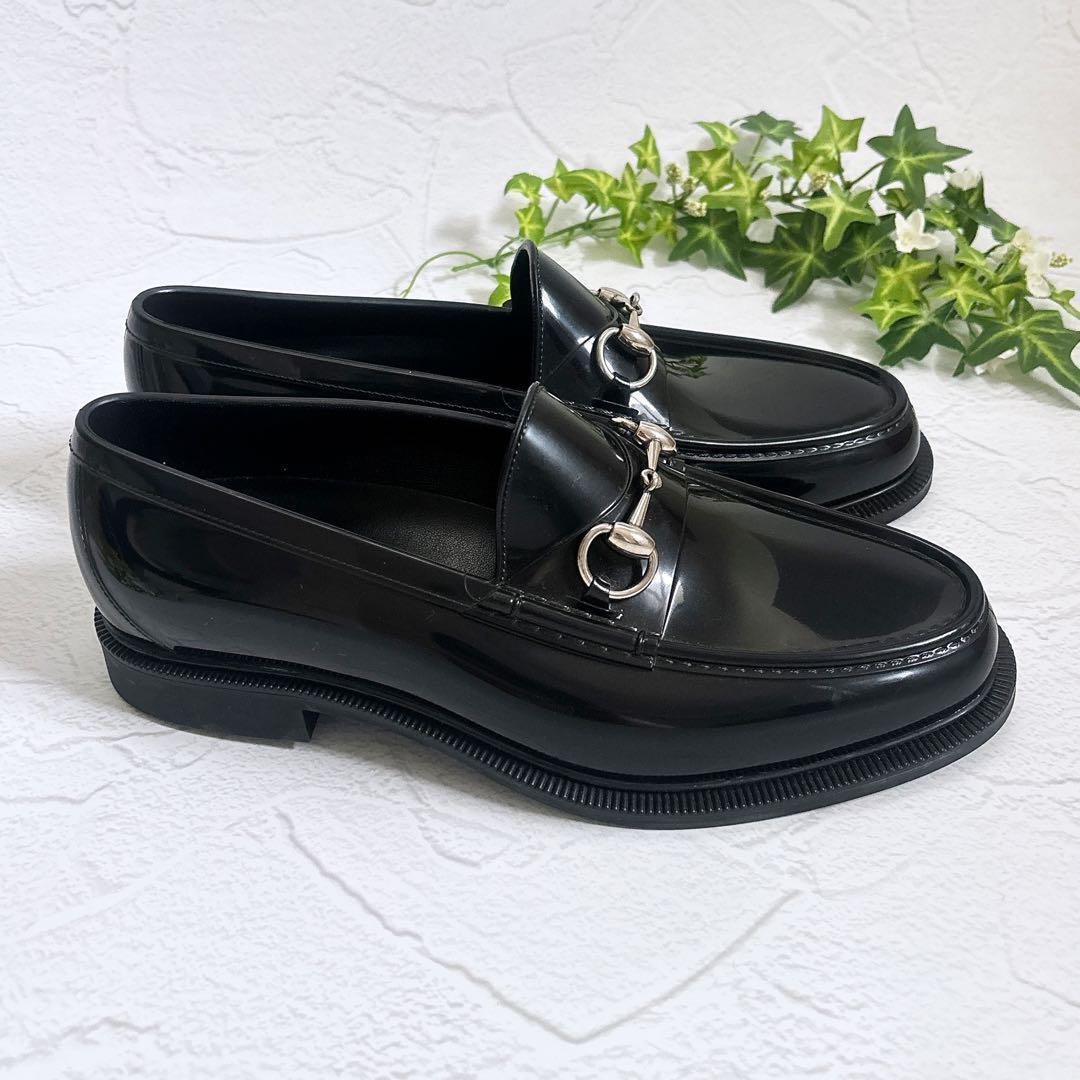 《美品》GUCCI ラバー ホースビット ローファー レインシューズ 黒 7