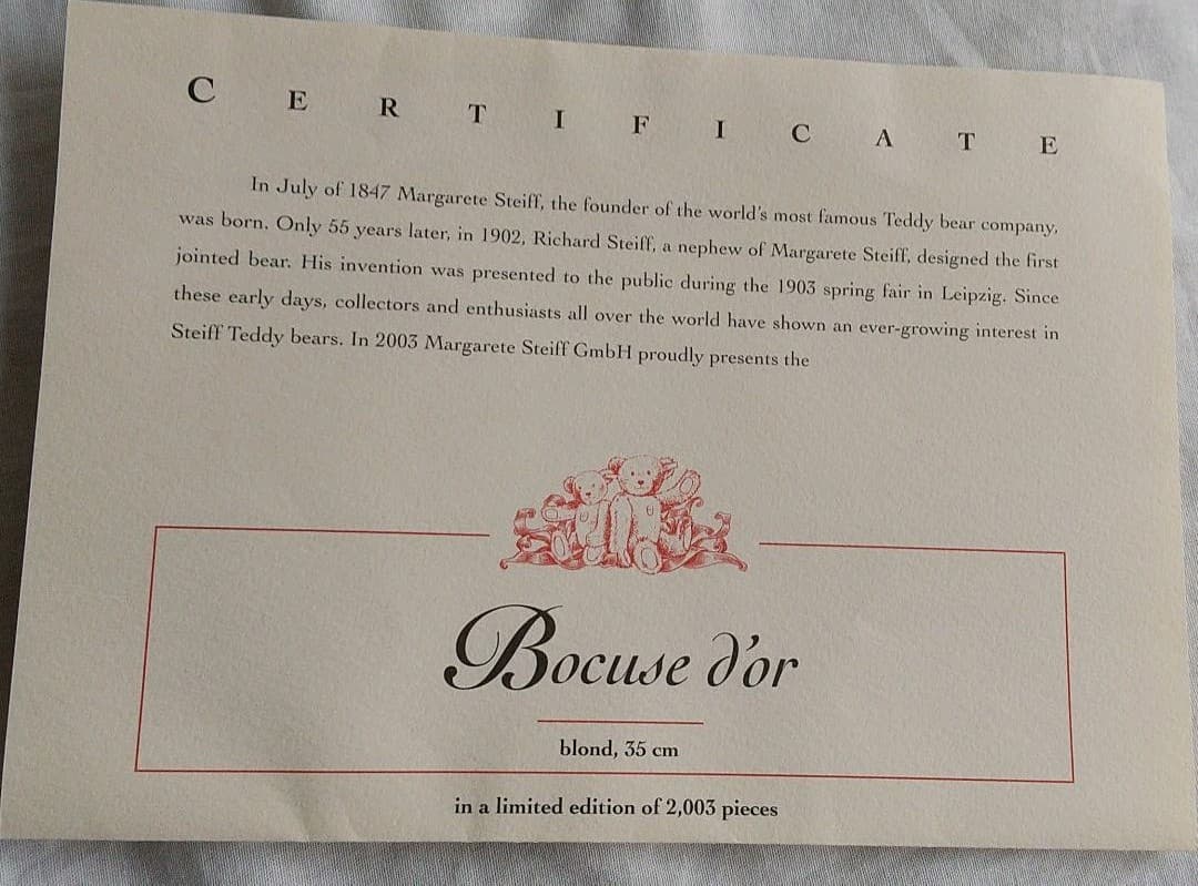 【Steiff】PAULBocuse No.00636  35cm