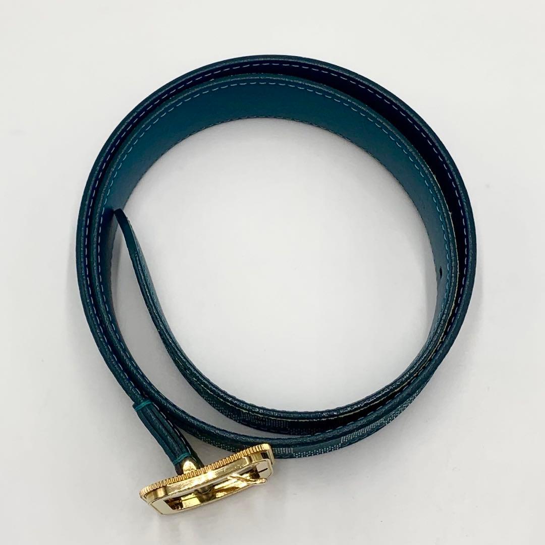 LOUIS VUITTON ベルト シアン トレゾール ダミエ ライトブルー