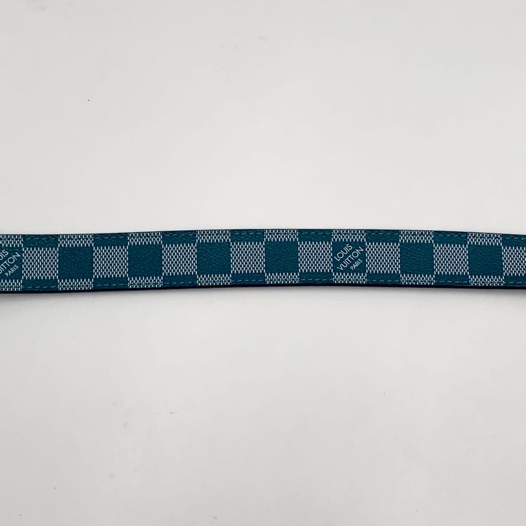 LOUIS VUITTON ベルト シアン トレゾール ダミエ ライトブルー