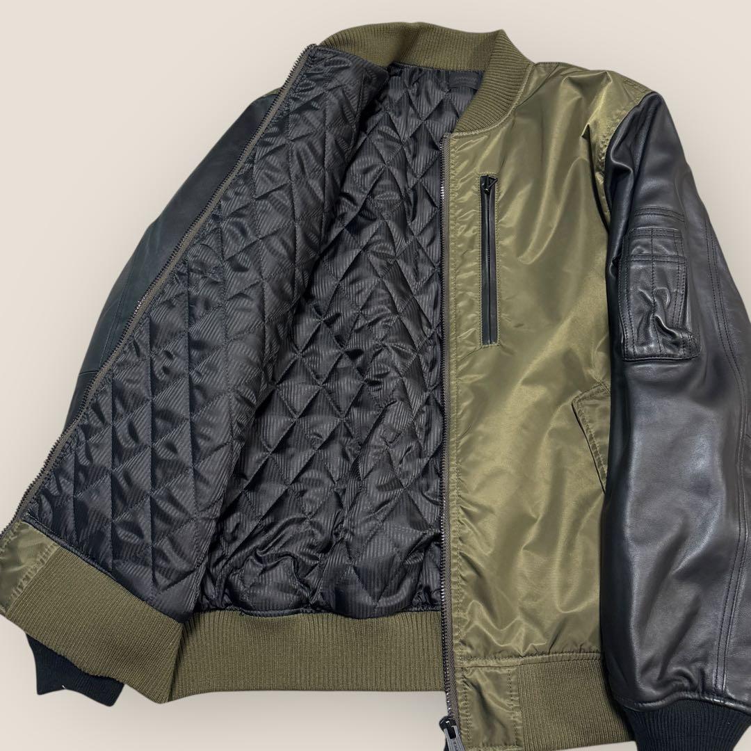 超美品⭐︎MMMM ラムレザー袖切替MA-1ブルゾン⭐︎