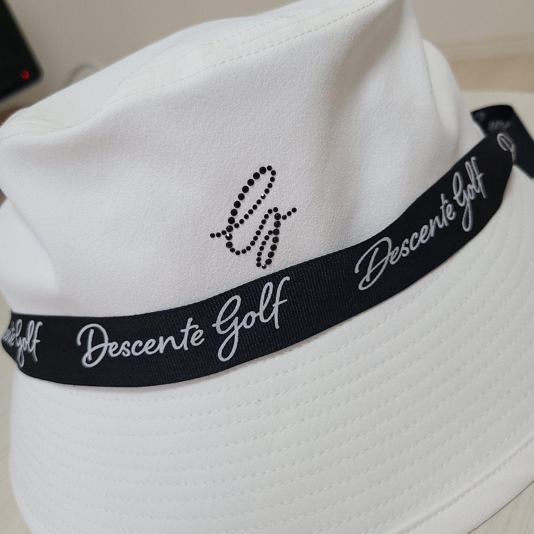 【新品未使用】デサントゴルフ リボン付きバケハ スワロフスキーロゴ