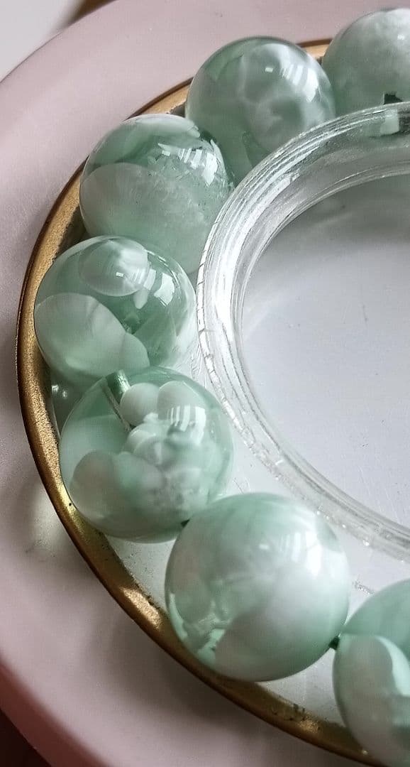 花花様❤超超超希少なグリーンラリマー約13ミリ内径約17センチ 原石写真❤他1点