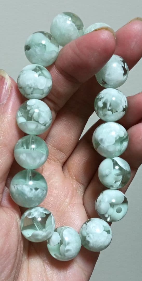 花花様❤超超超希少なグリーンラリマー約13ミリ内径約17センチ 原石写真❤他1点