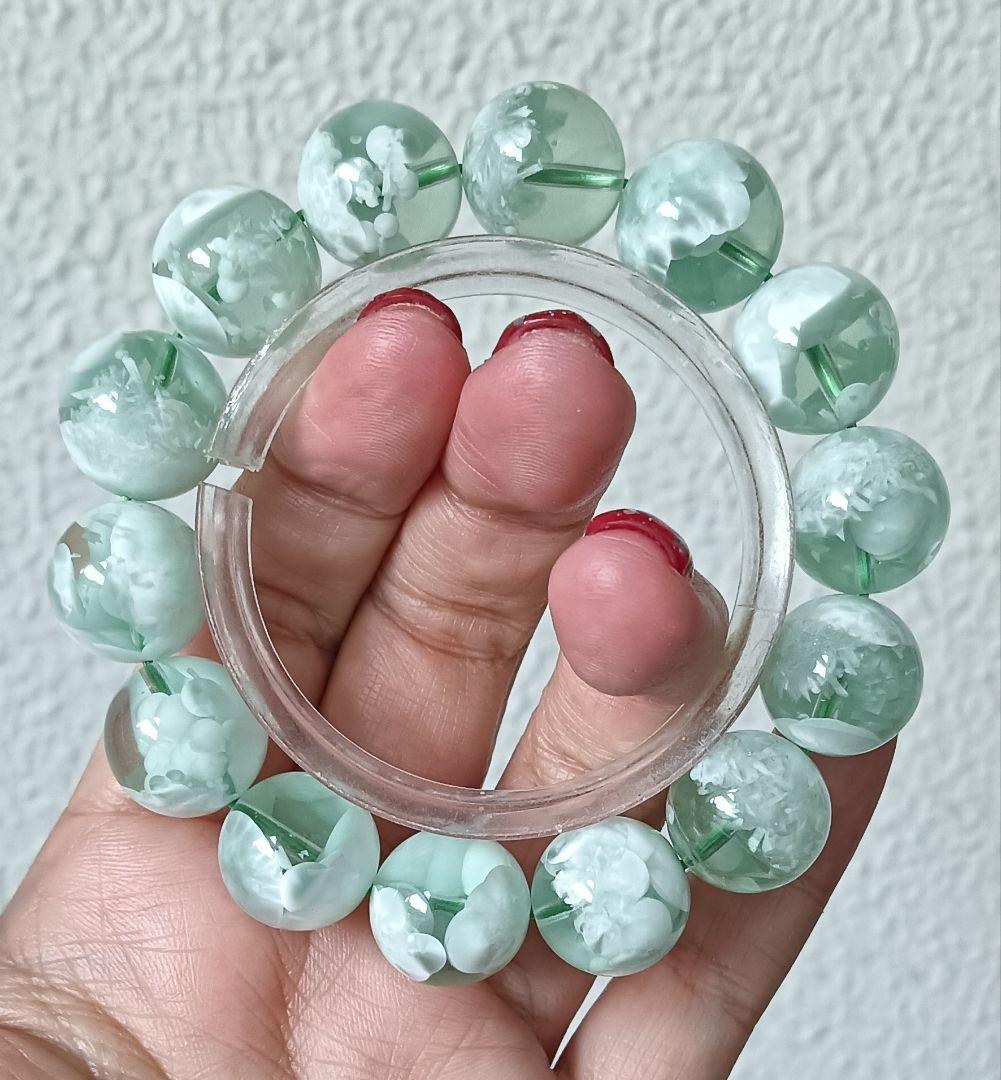 花花様❤超超超希少なグリーンラリマー約13ミリ内径約17センチ 原石写真❤他1点