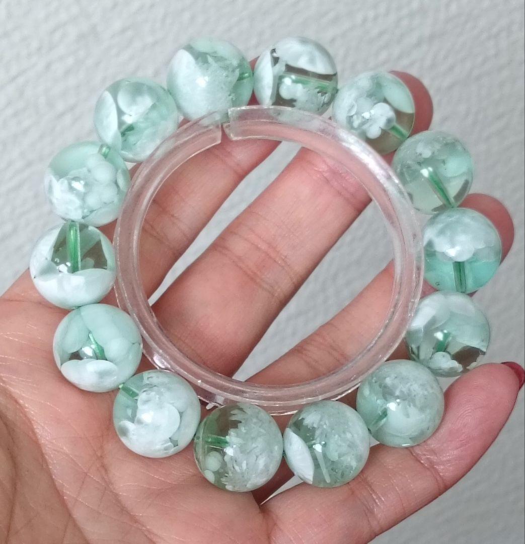 花花様❤超超超希少なグリーンラリマー約13ミリ内径約17センチ 原石写真❤他1点