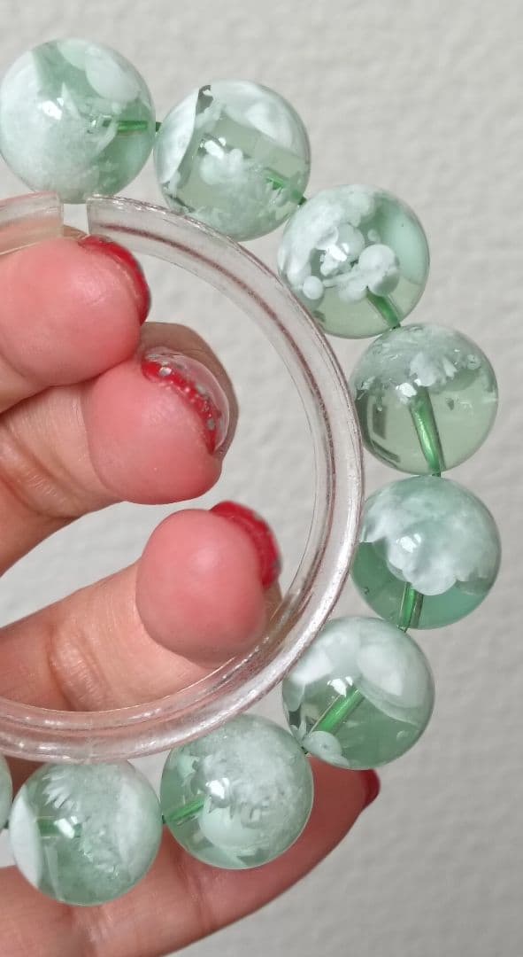 花花様❤超超超希少なグリーンラリマー約13ミリ内径約17センチ 原石写真❤他1点