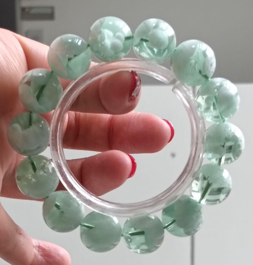 花花様❤超超超希少なグリーンラリマー約13ミリ内径約17センチ 原石写真❤他1点