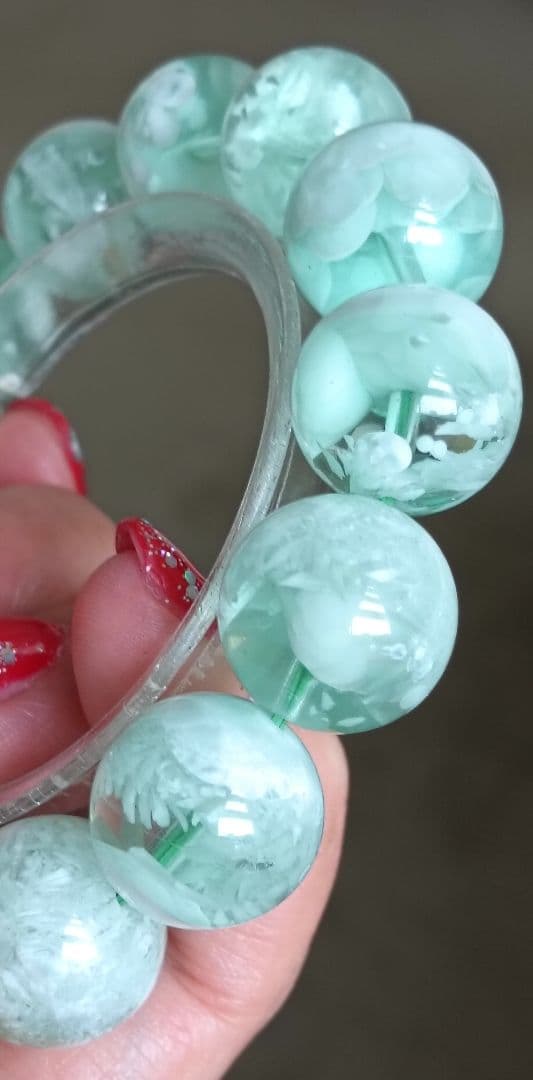 花花様❤超超超希少なグリーンラリマー約13ミリ内径約17センチ 原石写真❤他1点