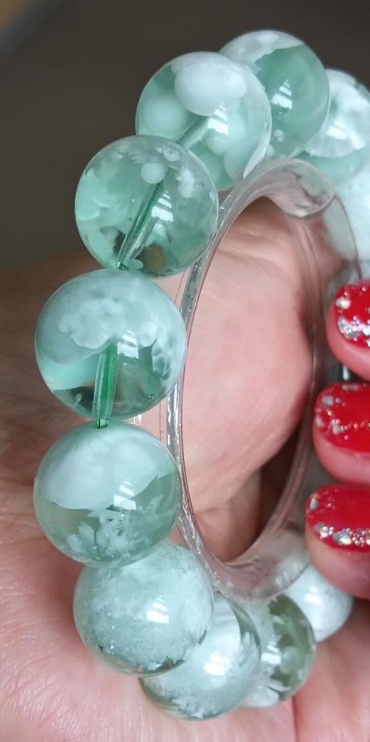 花花様❤超超超希少なグリーンラリマー約13ミリ内径約17センチ 原石写真❤他1点