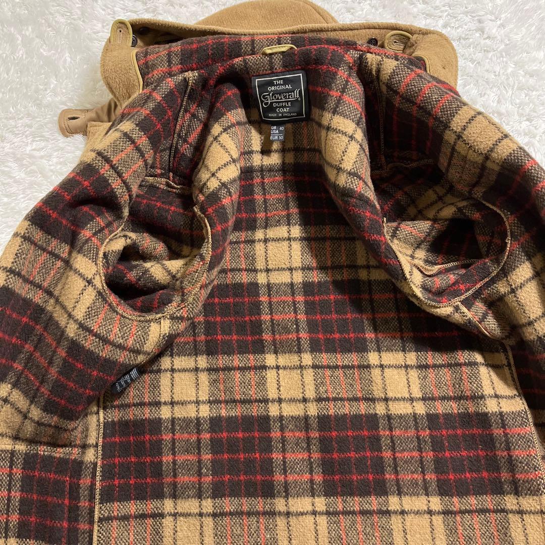 グローバーオール ダッフルコート キャメル 裏地チェック 40
