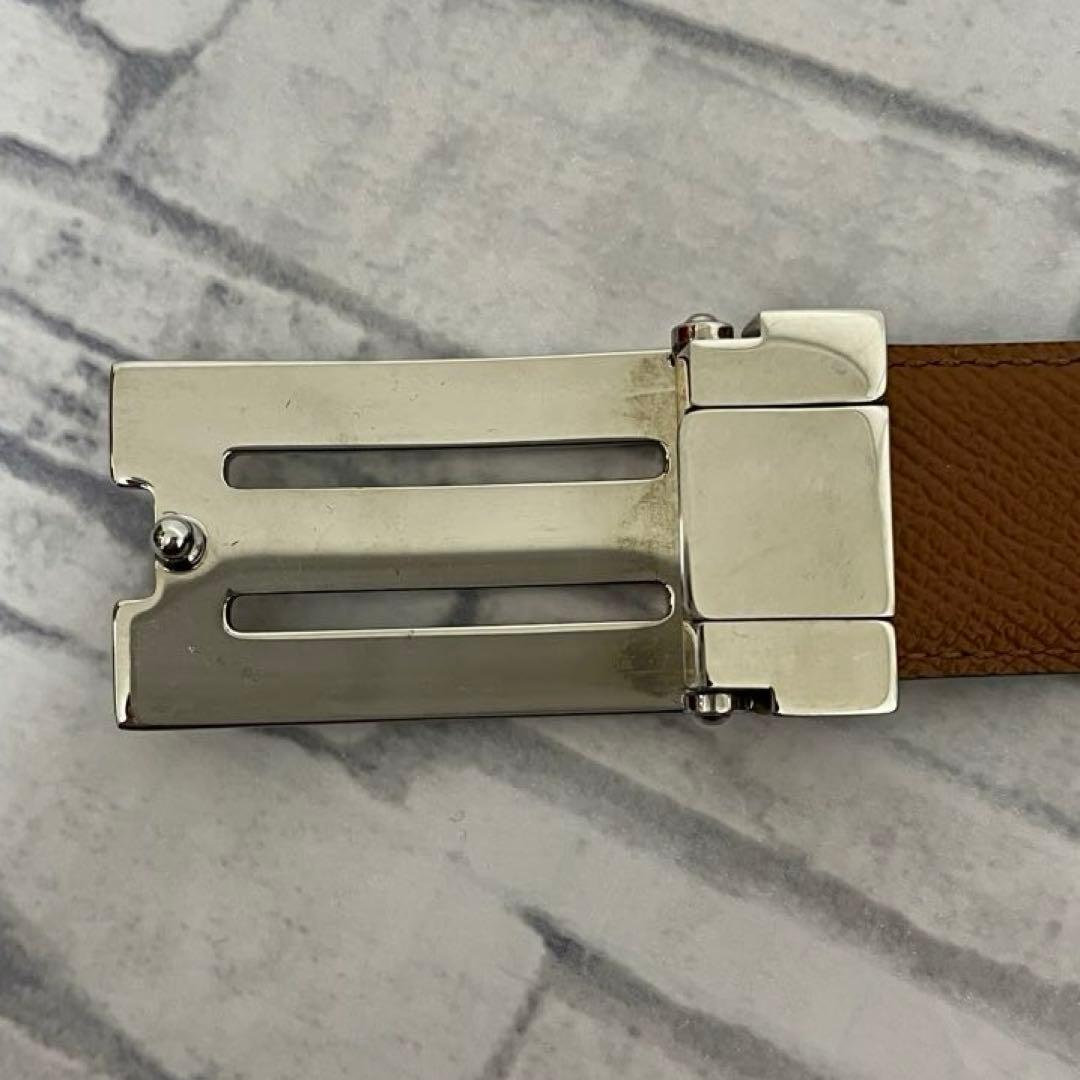 ブルガリ ベルト レザー 本革 黒 シルバー金具　スクエア　トリプルプレート