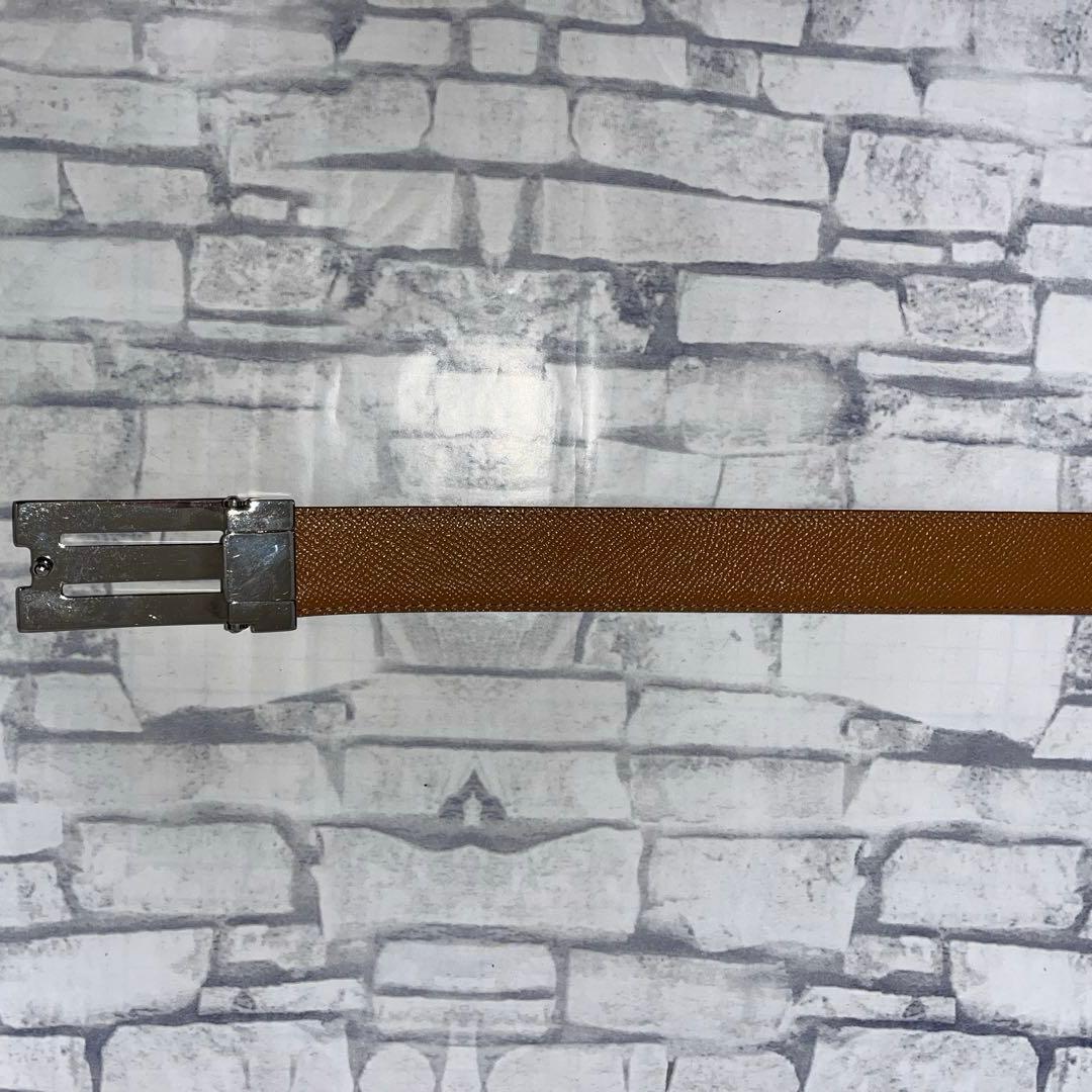 ブルガリ ベルト レザー 本革 黒 シルバー金具　スクエア　トリプルプレート