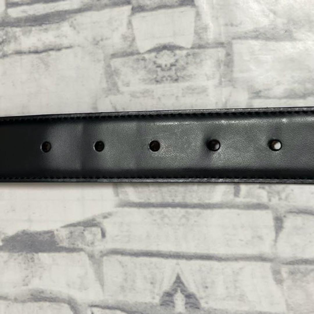 ブルガリ ベルト レザー 本革 黒 シルバー金具　スクエア　トリプルプレート