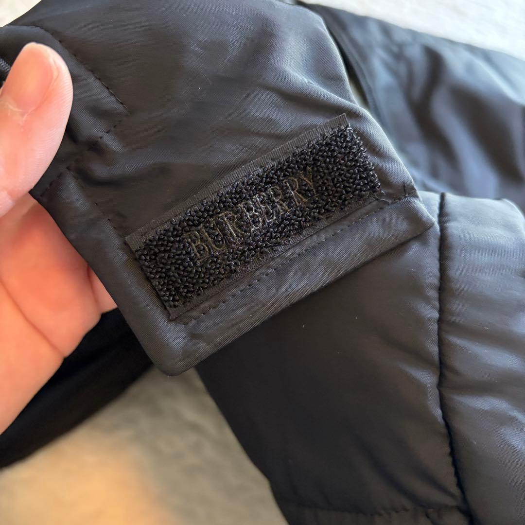 バーバリー　ロング中綿コート　ノバチェック　フード　黒　ヴィンテージ　L 相当