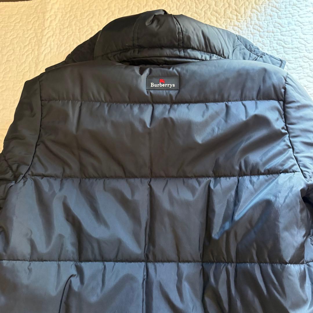 バーバリー　ロング中綿コート　ノバチェック　フード　黒　ヴィンテージ　L 相当