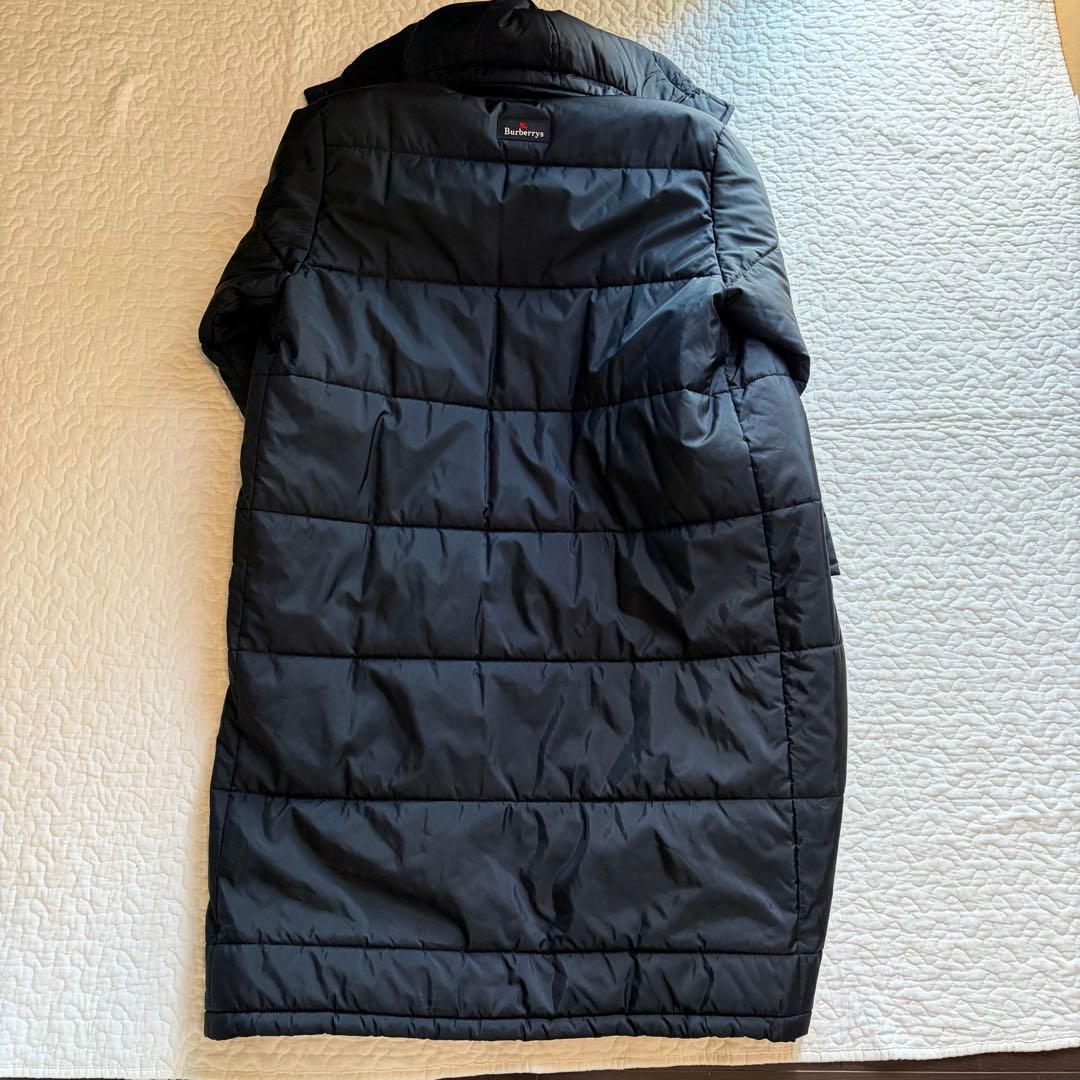 バーバリー　ロング中綿コート　ノバチェック　フード　黒　ヴィンテージ　L 相当