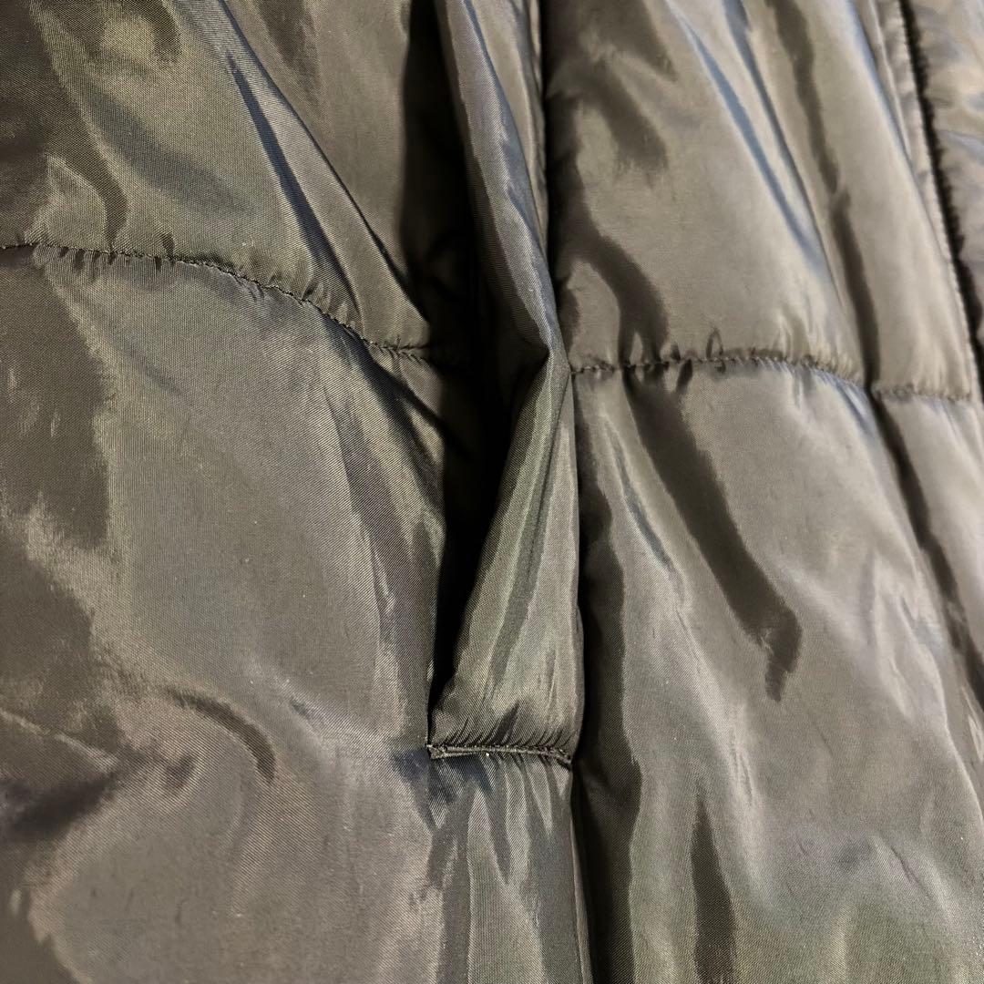 バーバリー　ロング中綿コート　ノバチェック　フード　黒　ヴィンテージ　L 相当