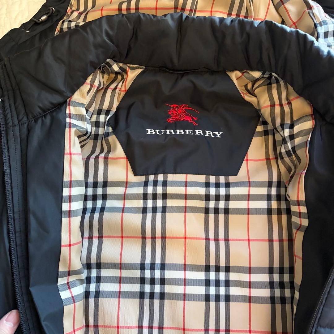 バーバリー　ロング中綿コート　ノバチェック　フード　黒　ヴィンテージ　L 相当