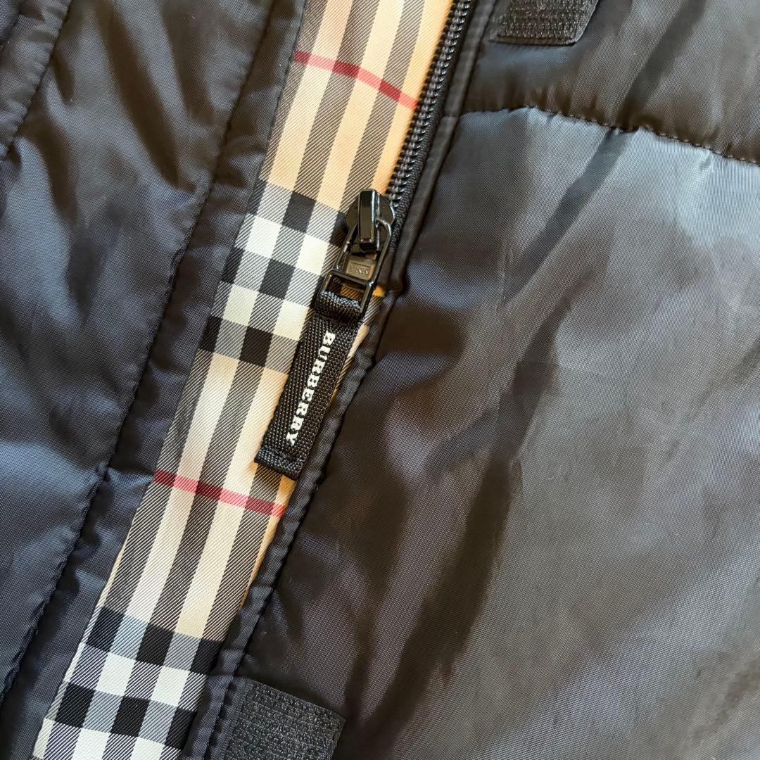 バーバリー　ロング中綿コート　ノバチェック　フード　黒　ヴィンテージ　L 相当