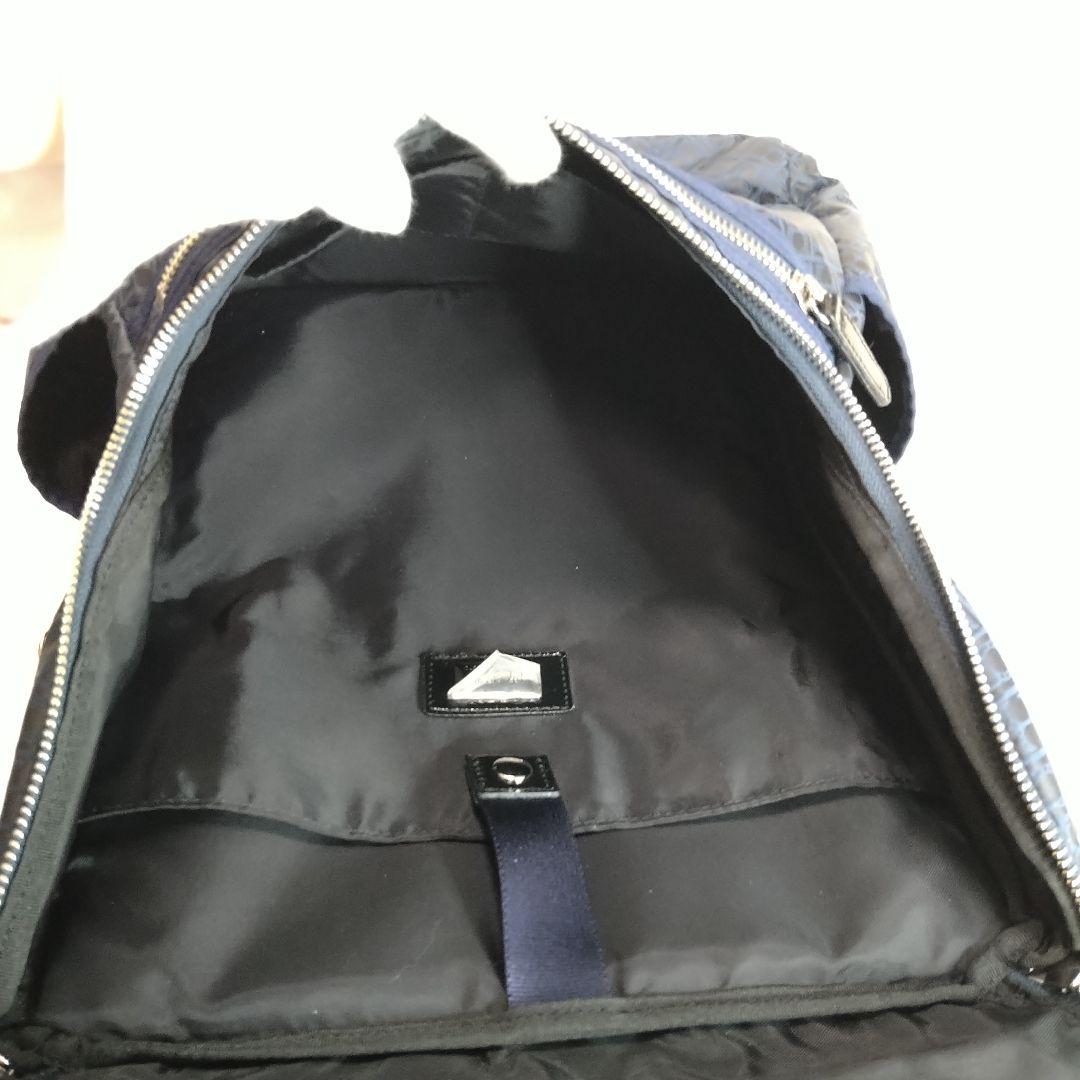 美品【傳濱野】ルカ モノグラムナイロン デイリーリュック A4可 ネイビー 現行