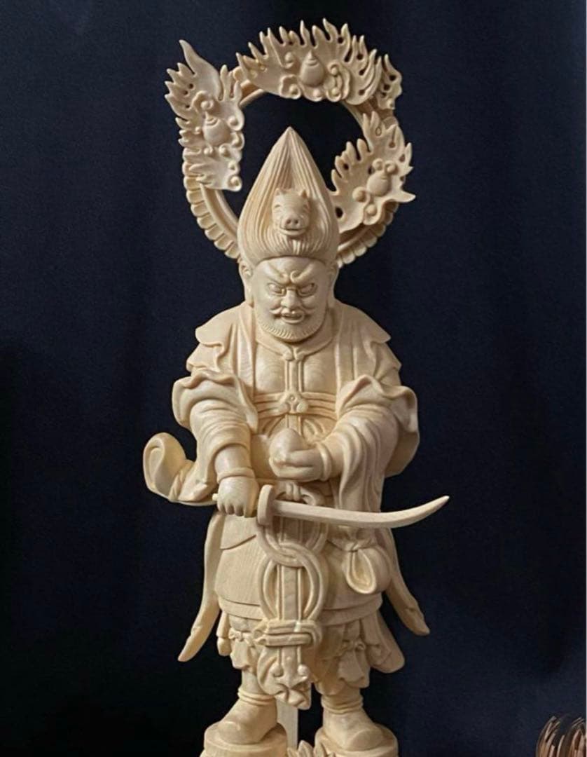 井波彫刻　総檜材　木彫仏像　仏師手仕上げ品　金毘羅権現　金毘羅明王立像