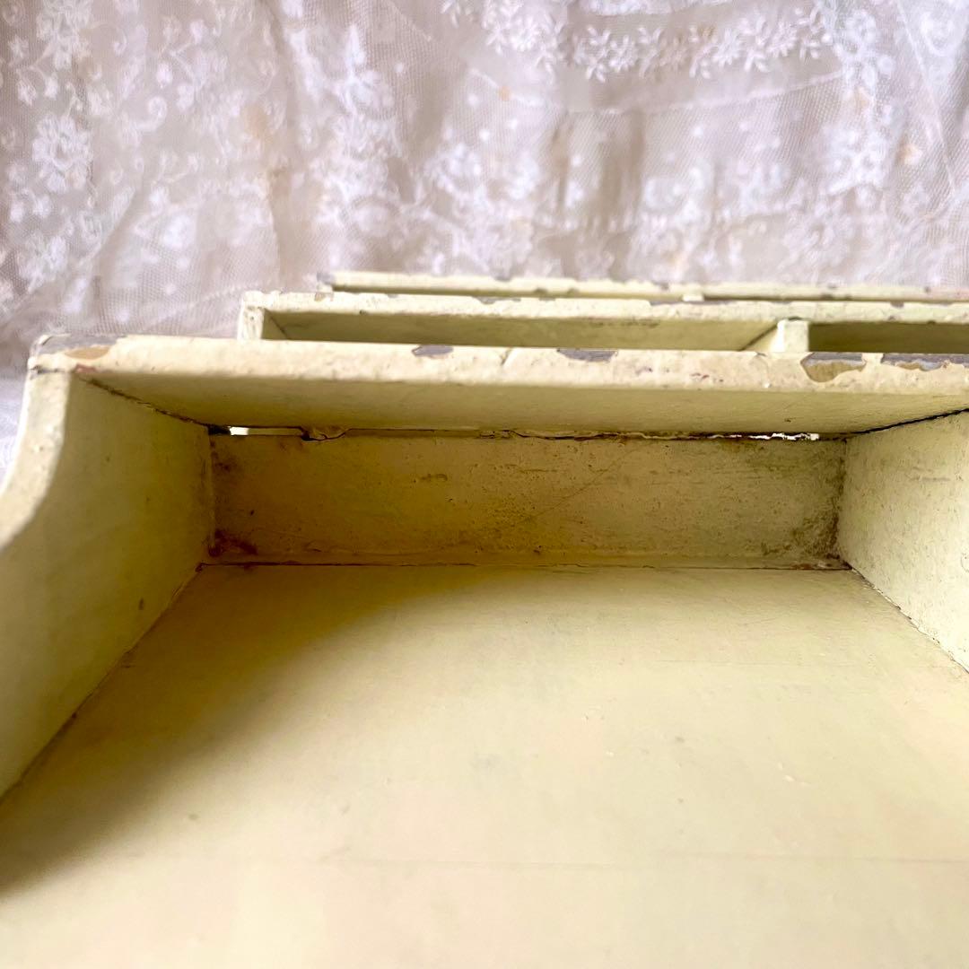 木製レターラック　ポストカードホルダー　オリジナルペイント　フランスアンティーク