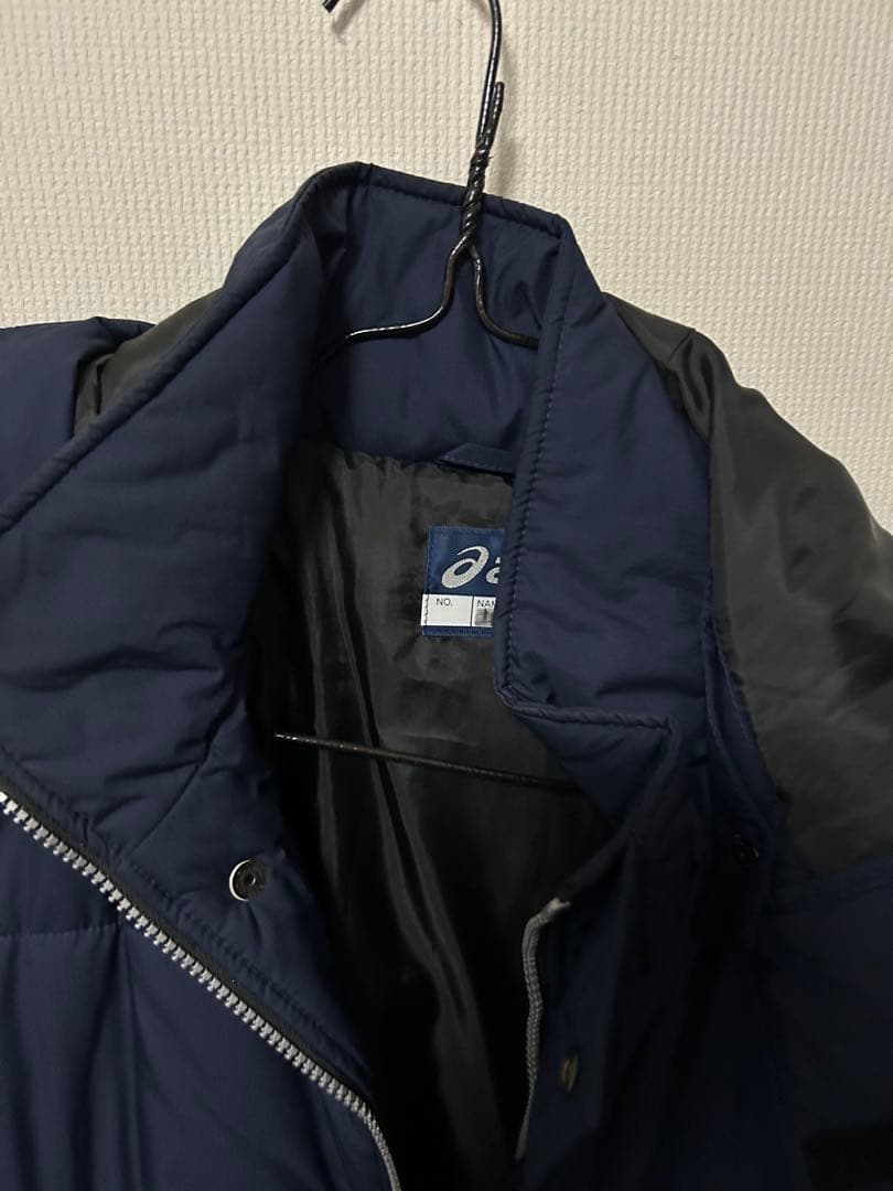 ASICS フード付きダウンコート M ネイビー